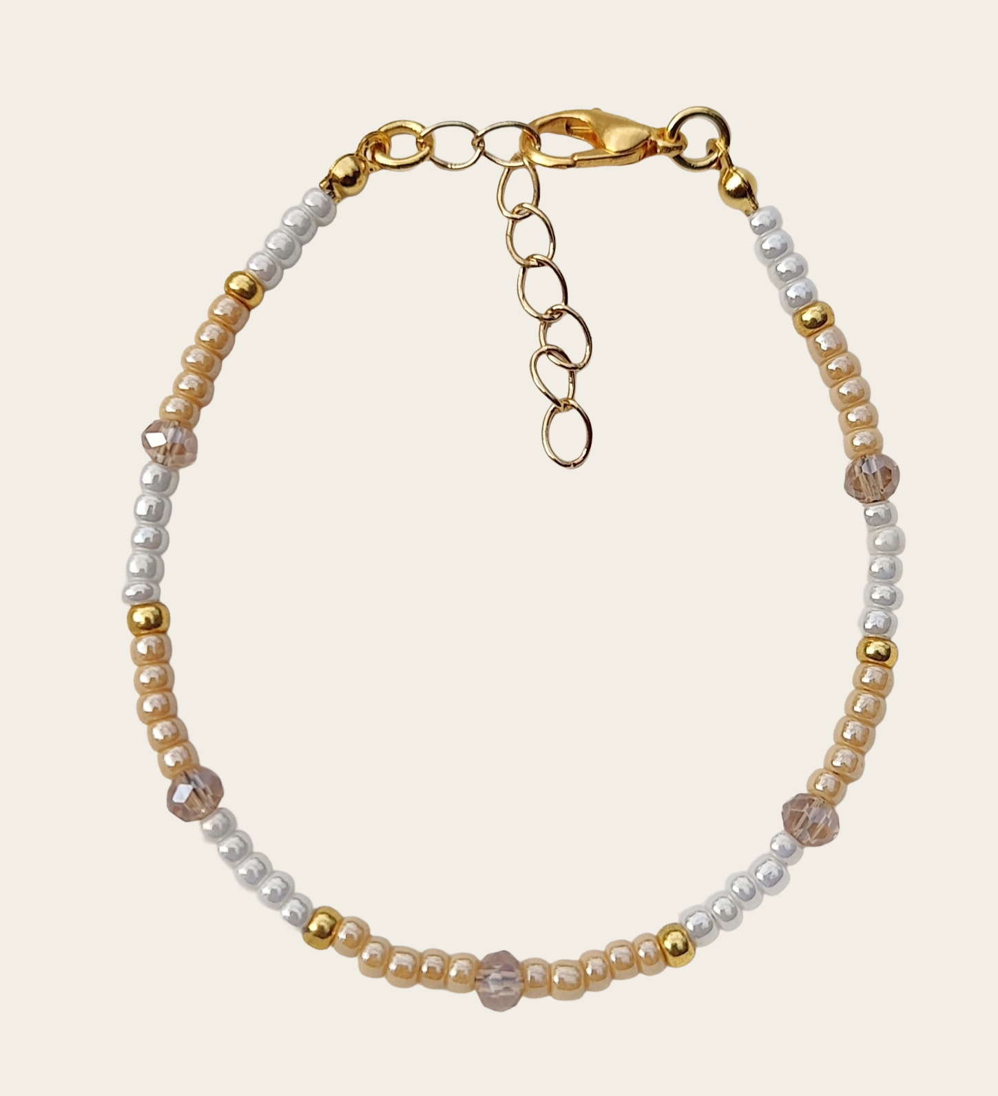 Kralen armband Miyuki & Facet - Beige