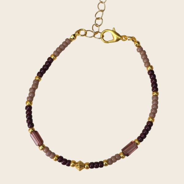 Kralen armband Miyuki Bugle - Roodbruin