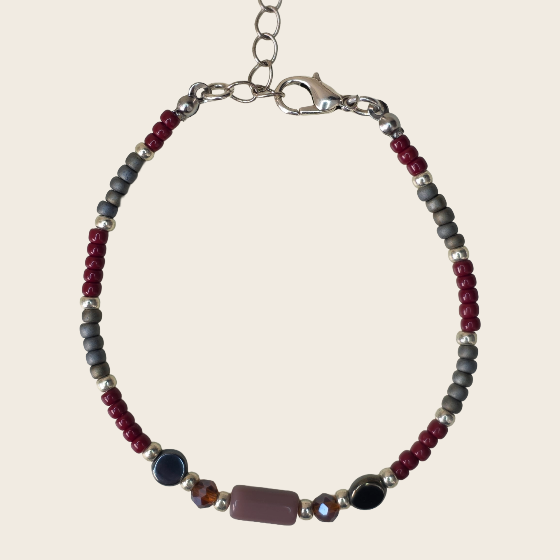 Kralen armband Miyuki Disc, Facet & Bugle - Burgundy