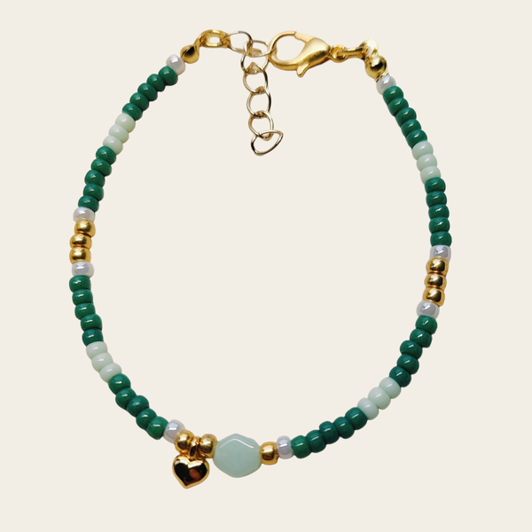 Kralen armband Hexagon Heart - Groen