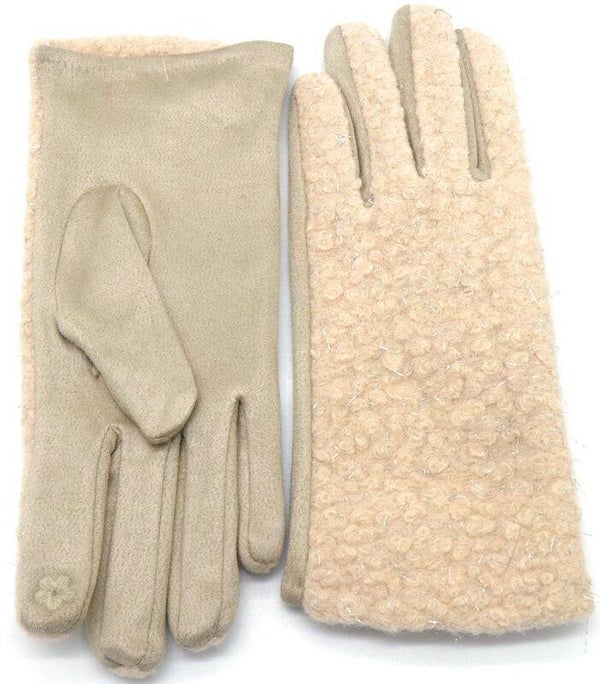 Handschoenen dames bouclé - Beige