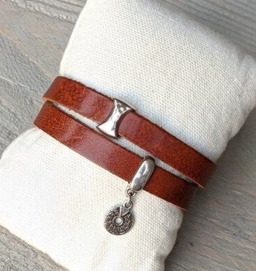 Armband Boho Chic | Leer WF - cognac