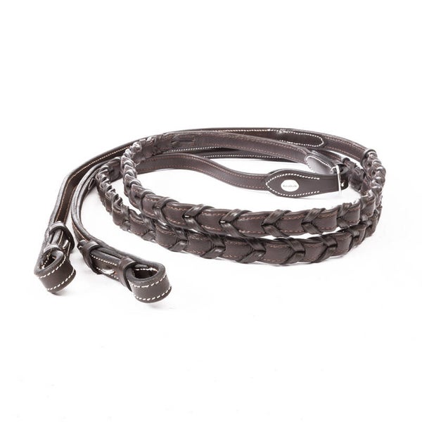 Rênes de chasse, en cuir souple tressé, sans stops - 19mm