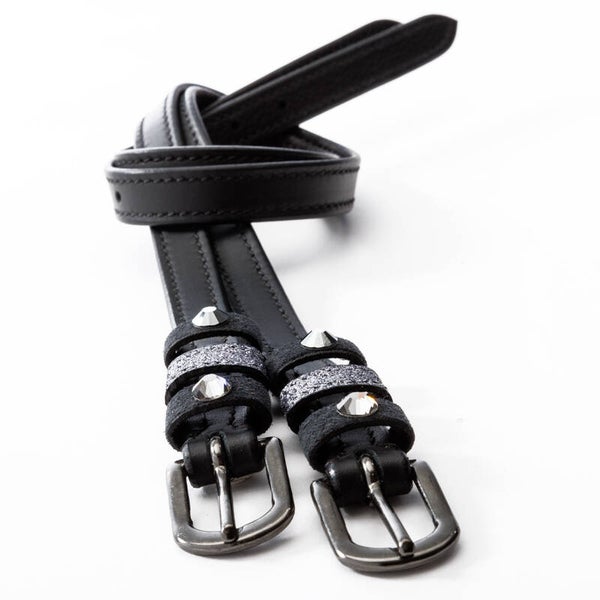 Sangles d'éperons GREY ornées de strass