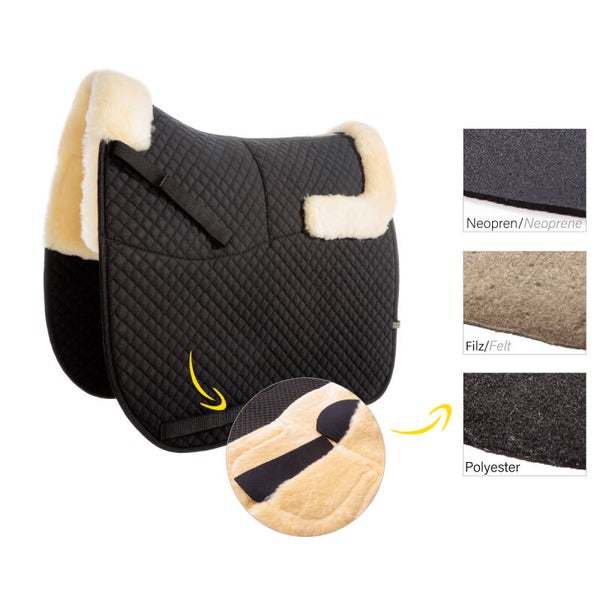 Tapis de selle en peau d'agneau avec poches intérieures