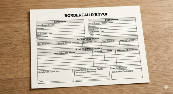 Bordereau d'envoi pour équipement à réparer