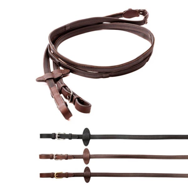 Rênes en cuir souple - huilé - 16 mm - 5 stops