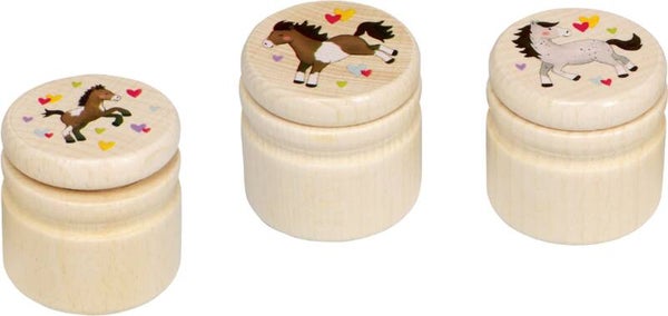 Boite à dents bois 4*4cm Poney