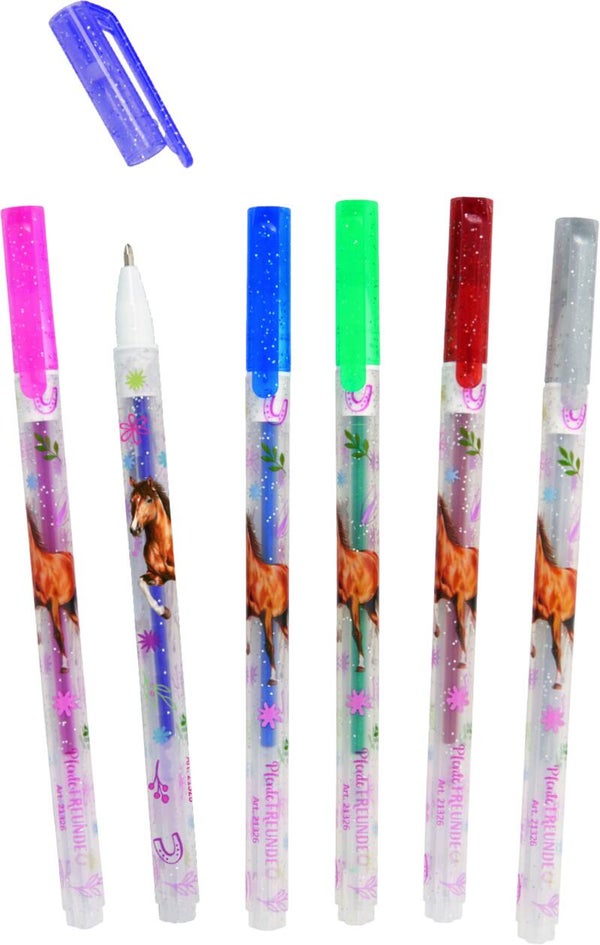 Stylos à encre gel pailleté chevaux
