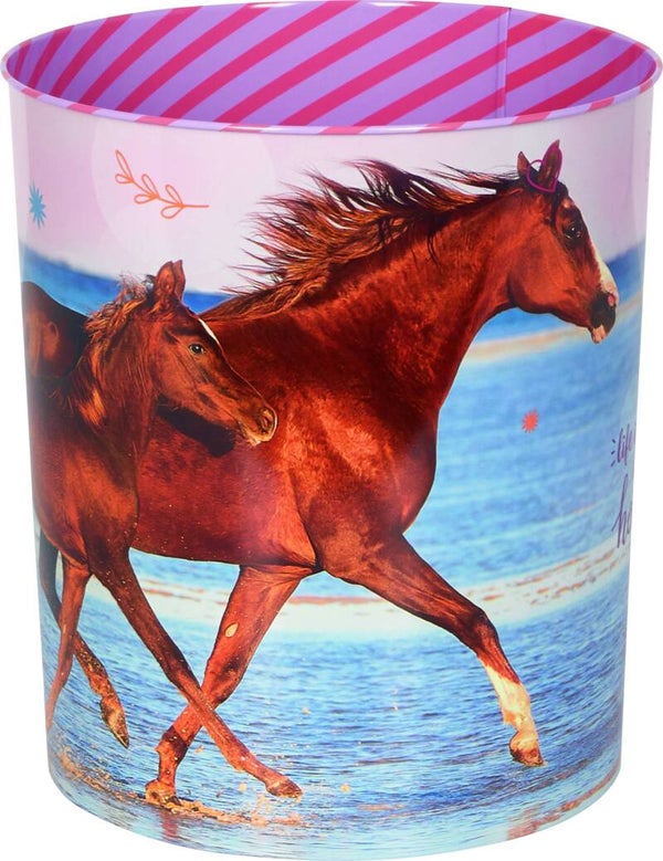 Corbeille à papiers métallique chevaux