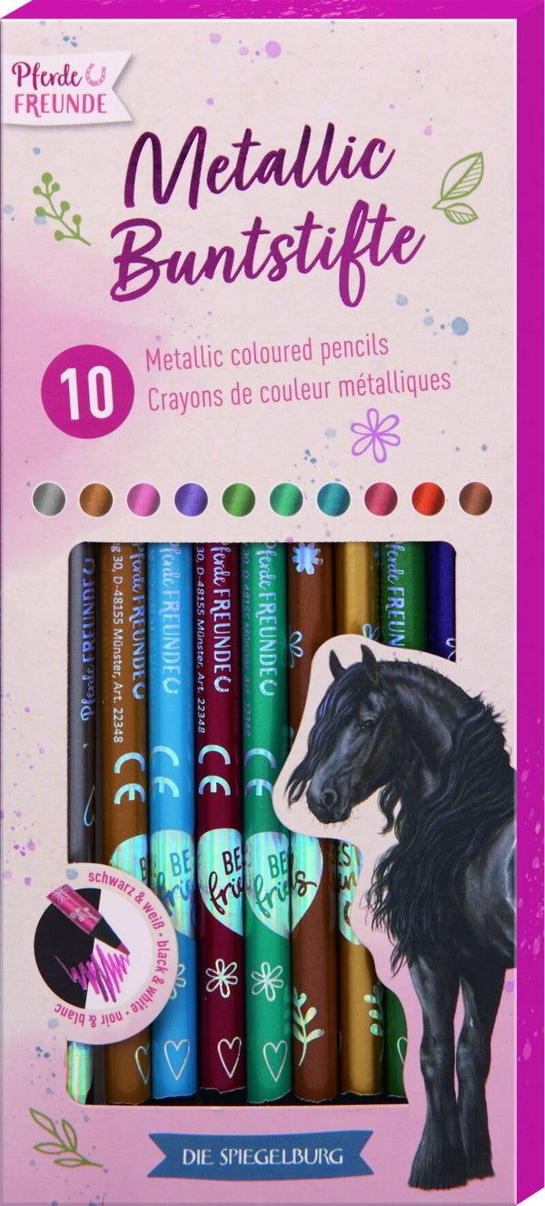 Crayons couleurs métalliques chevaux