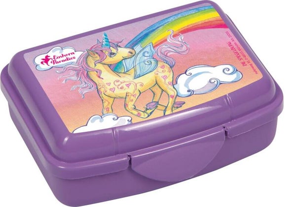 Boite à snack violette pailletée Licorne