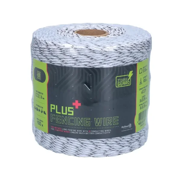 Fil de clôture ZoneGuard 3 mm Plus, blanc et noir, 400 m