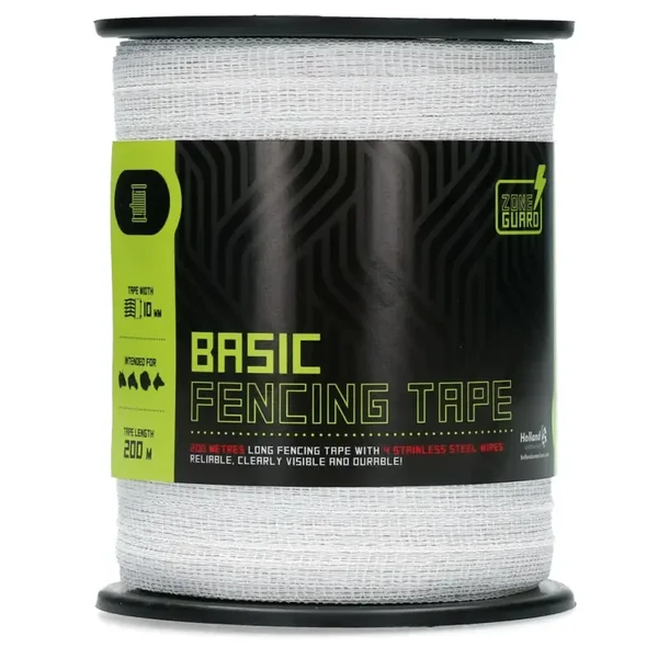 Ruban de clôture ZoneGuard Basic blanc 10 mm, 200 m