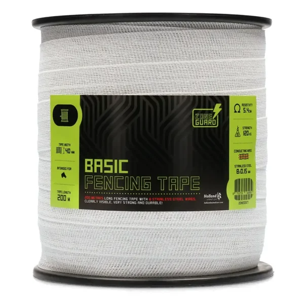 Ruban de clôture ZoneGuard 40 mm Basic blanc 200 m