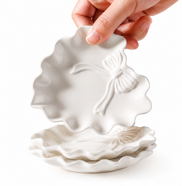 White Ceramic Butterfly Trinket Dish