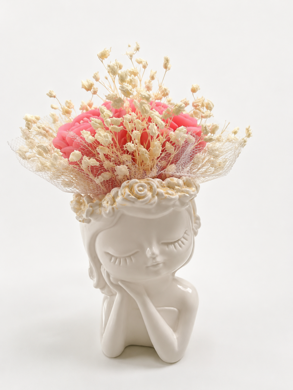 Serenity Blossom Ceramic Vase – Pink Floral Arrangement Home Décor