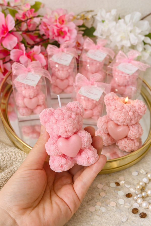 Rose Teddy Bear Candle Favor