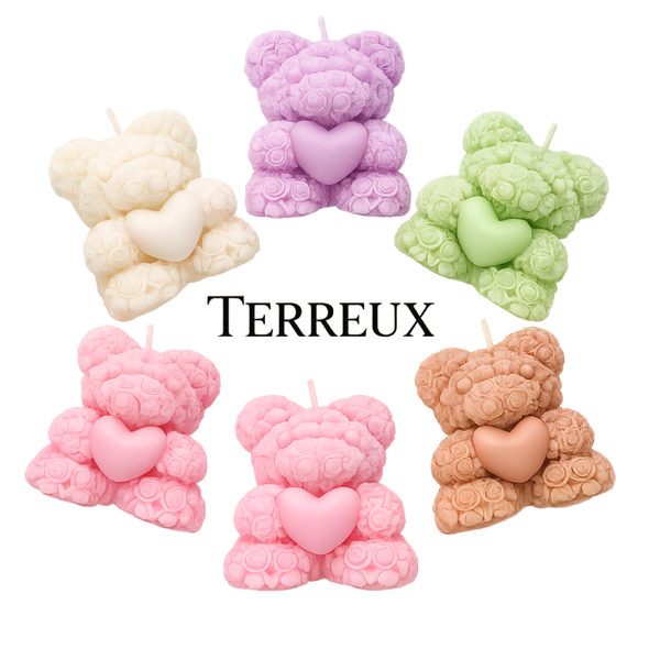 12 PCS Rose Teddy Bear Candle, Handmade Natural wax