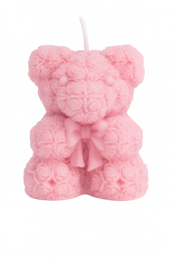 4 PCS Rose Teddy Bear Candle, Handmade Natural wax