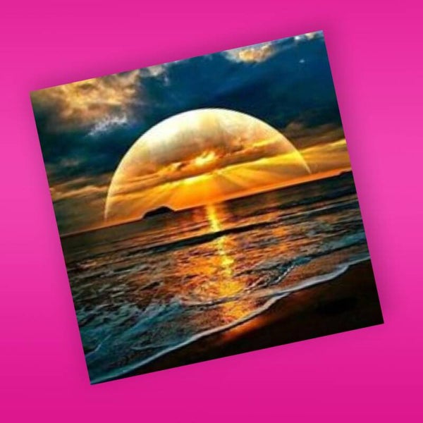 165. maan boven zee 50x40 cm vierkante stenen