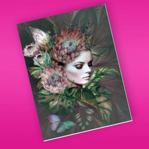 168. vrouw 50x40 cm vierkante stenen