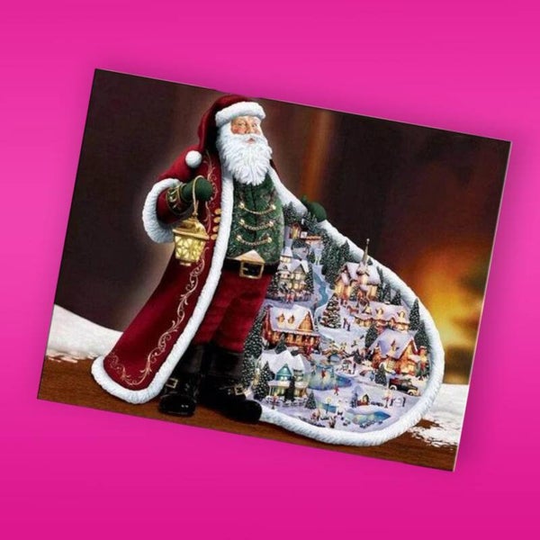 170. kerstman met zak 50x40 cm ronde stenen