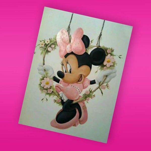 3. Minnie Mouse op Schommel Diamond Painting - 50x40 cm - Vierkante Stenen - Directe Levering & Afhaaloptie!