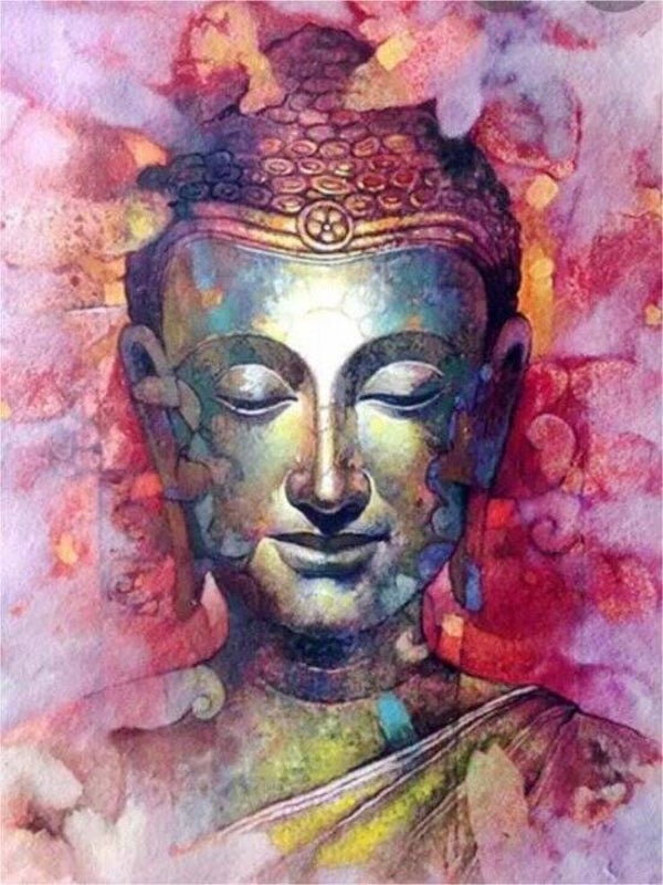budha 40x30 cm ronde stenen