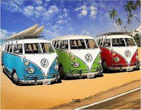 73. diamond painting vw busjes - 50x40 cm- vierkante stenen
