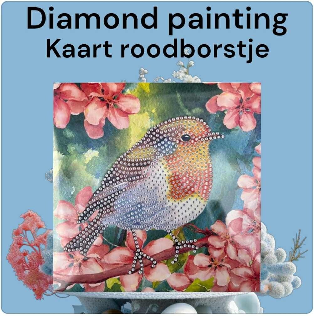 diamond painting kaart roodborstje