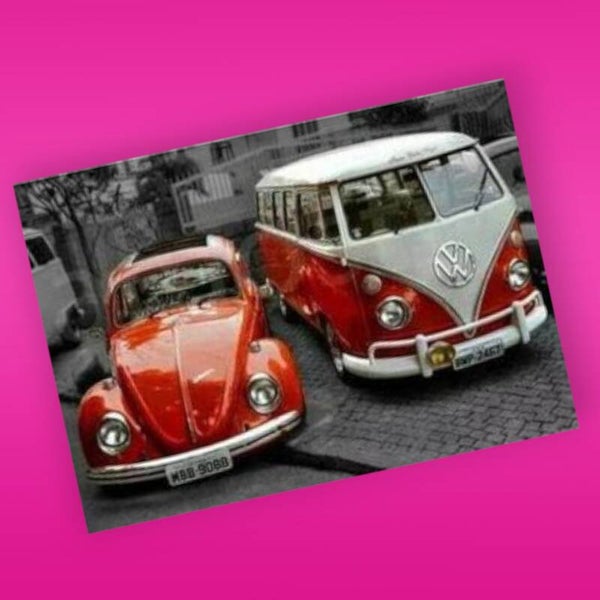 83. vw bus en vw kever 50x40 cm vierkante stenen