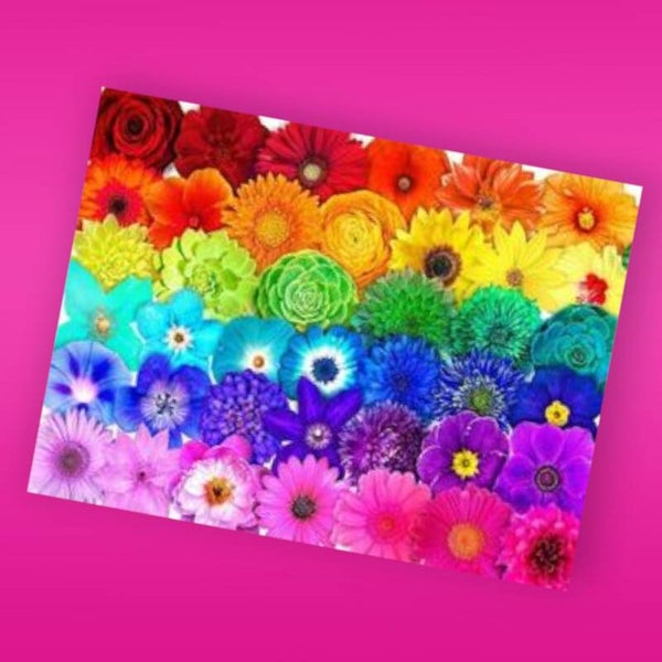 92. regenboogbloemen 50x40 cm vierkante stenen