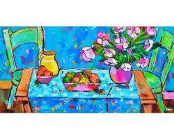 aan tafel 50x50 cm vierkante stenen