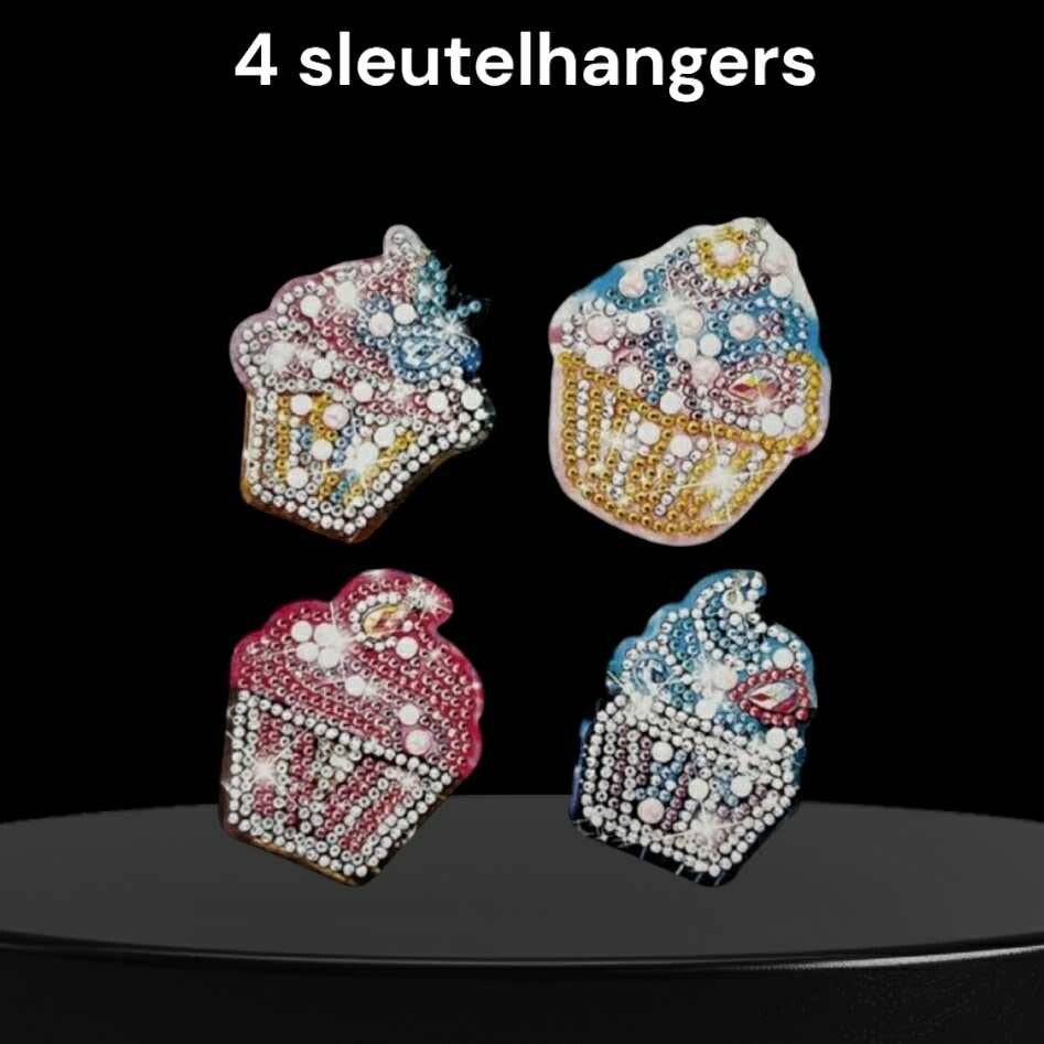 diamond painting sleutelhangers cupcakes