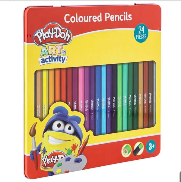 1. "Play-Doh Kleurpotloden in Blik - Set van 24 Verschillende Kleuren