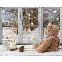 20. Mystieke Beer bij het Maanverlichte Venster - Ontdek deze betoverende Diamond Painting!