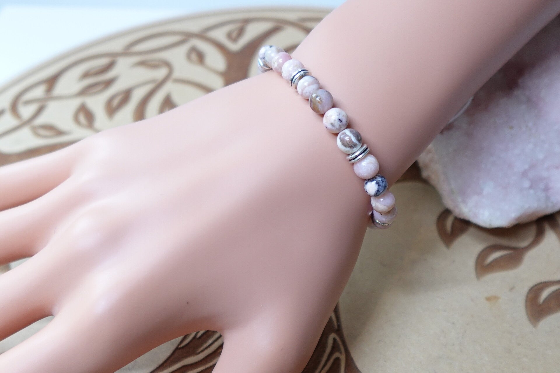 Bracelet en Opale Rose 6mm