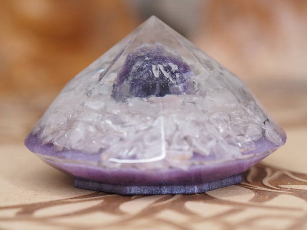 Diamant pour le Sommeil en Quartz Rose et Améthyste 7cm