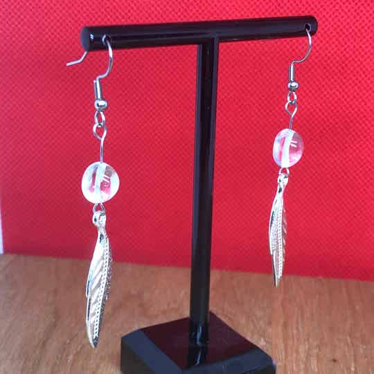 Boucles d'oreilles en Cristal de Roche Plume