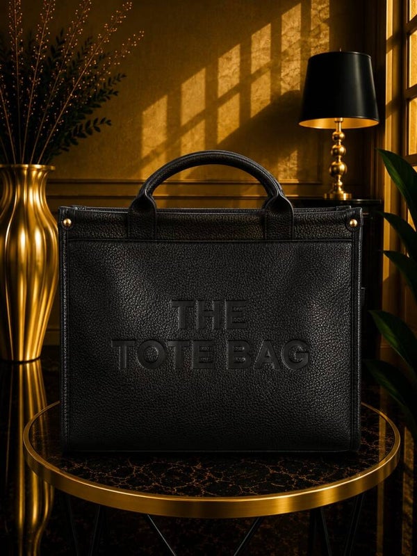 Tote bag met voorvak zwart
