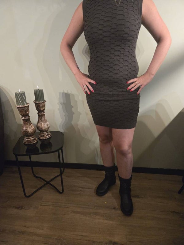 Getailleerde jurk bruin 01575