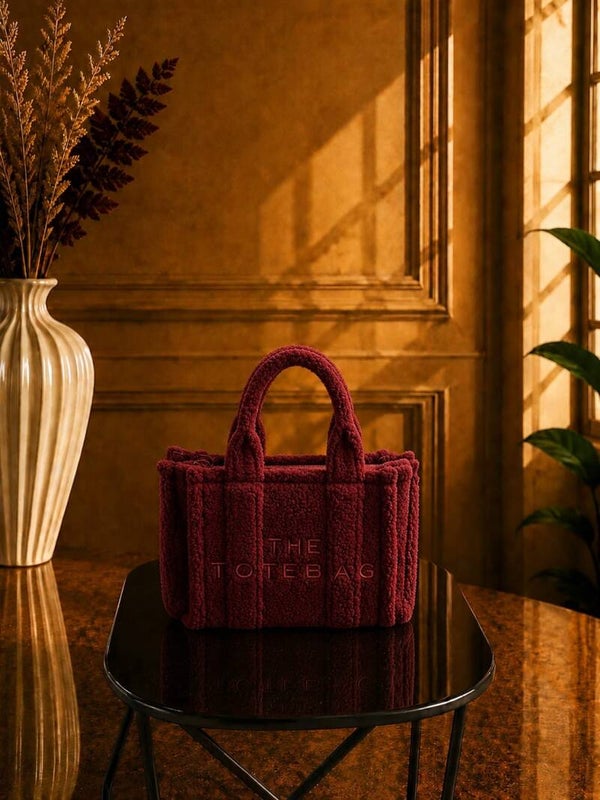 Tote bag mini fluffy rood