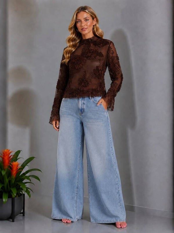 Mesh top bruin