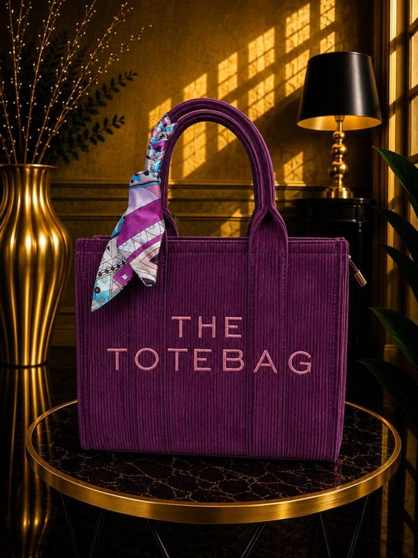 Tote bag middel ribstof paars