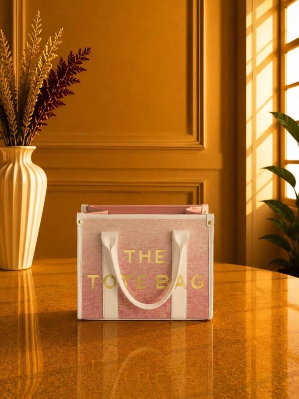 Tote bag middel wit met roze