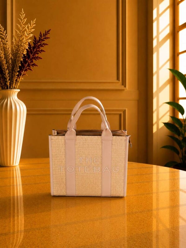 Tote bag middel Ibiza stijl taupe