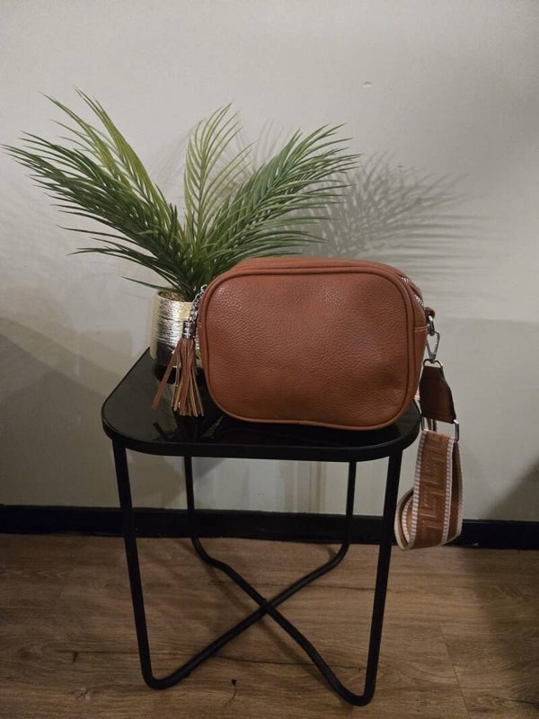 Schoudertas met 2 vakken bruin 01634