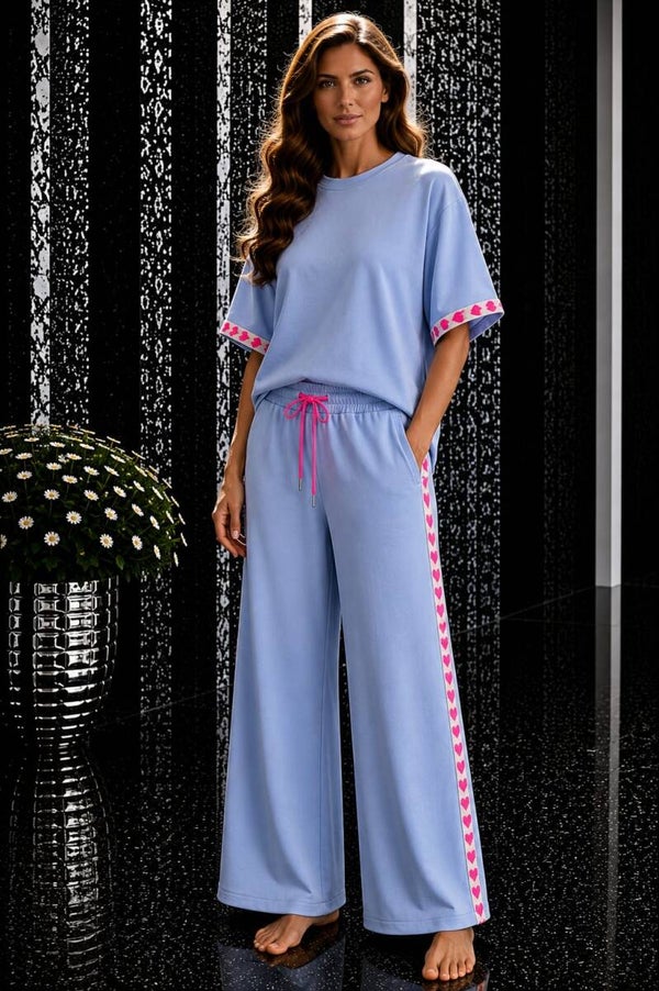 2 delige set met hartjes blauw