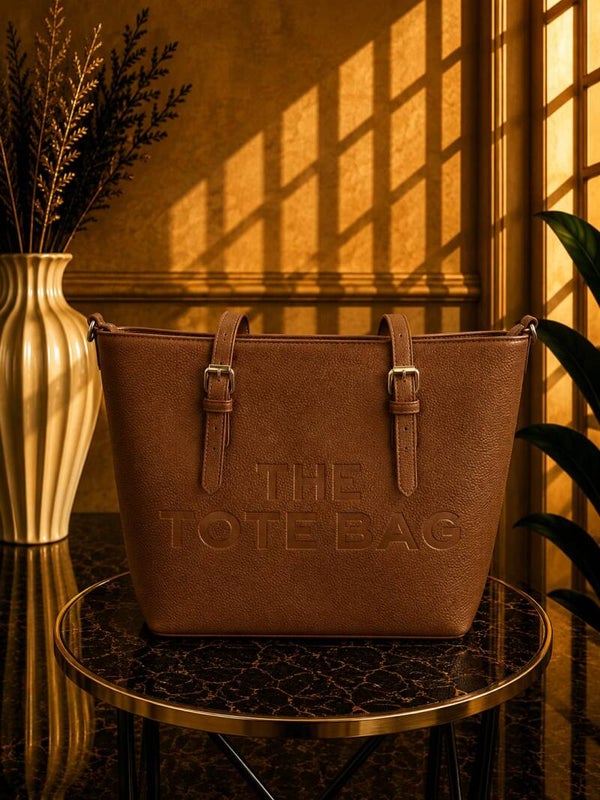 Tote bag middel met gesp bruin